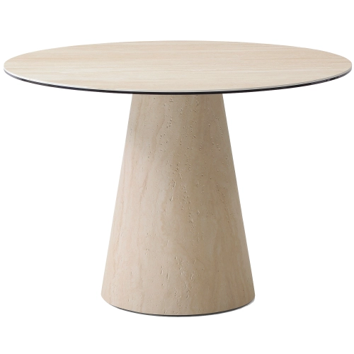 Forma 43" Round Dining Table in Travertine Look Ceramic